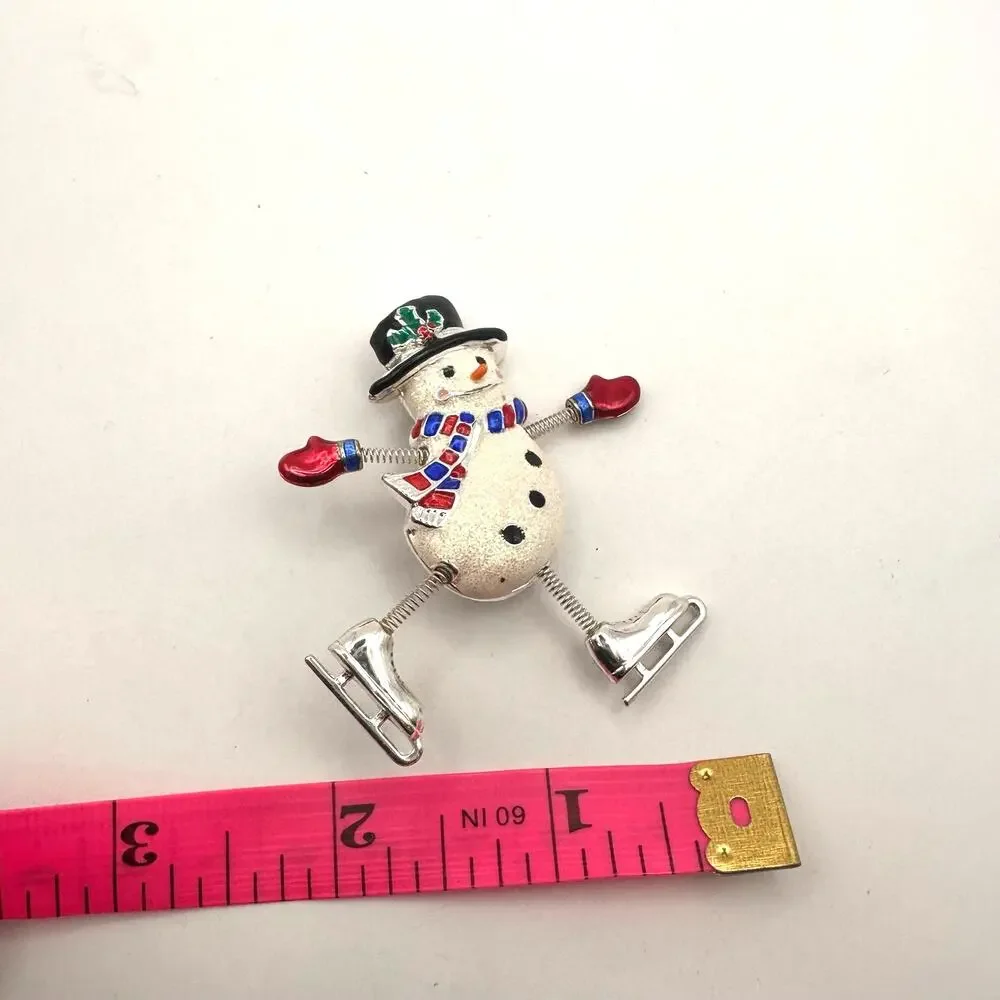 Vintage DANECRAFT Snowman Christmas Pin Enamel Brooch Xmas Holiday Retro